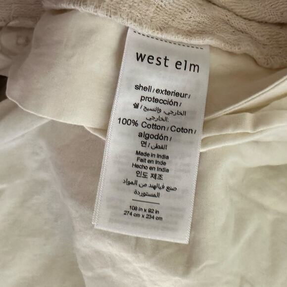 West Elm Modern Geo King Cal King Duvet Cover Alabaster White Textured Heavy - Picture 4 of 7